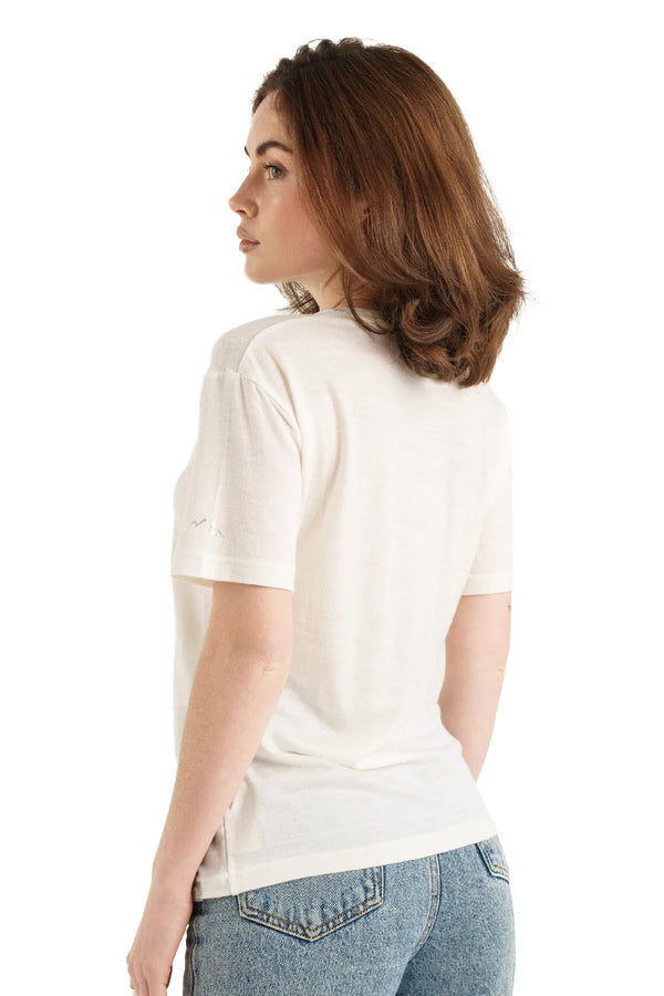 Damen Merino T-Shirt 165 Schneeweiß | Rundhalsausschnitt (+Socken)