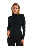 Women's Merino Half Zip Long Sleeve 320 Charcoal Grey
