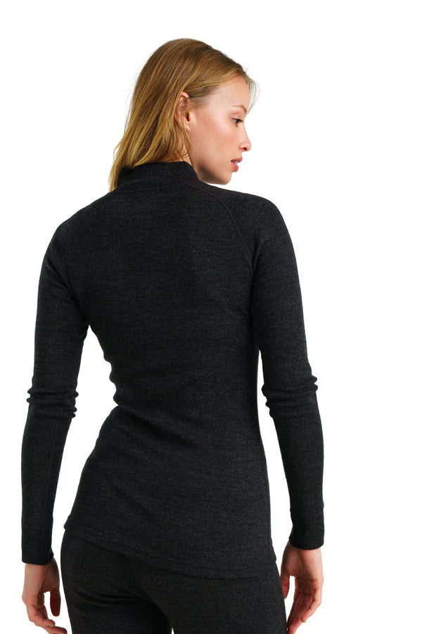 Women's Merino Half Zip Long Sleeve 320 Charcoal Grey