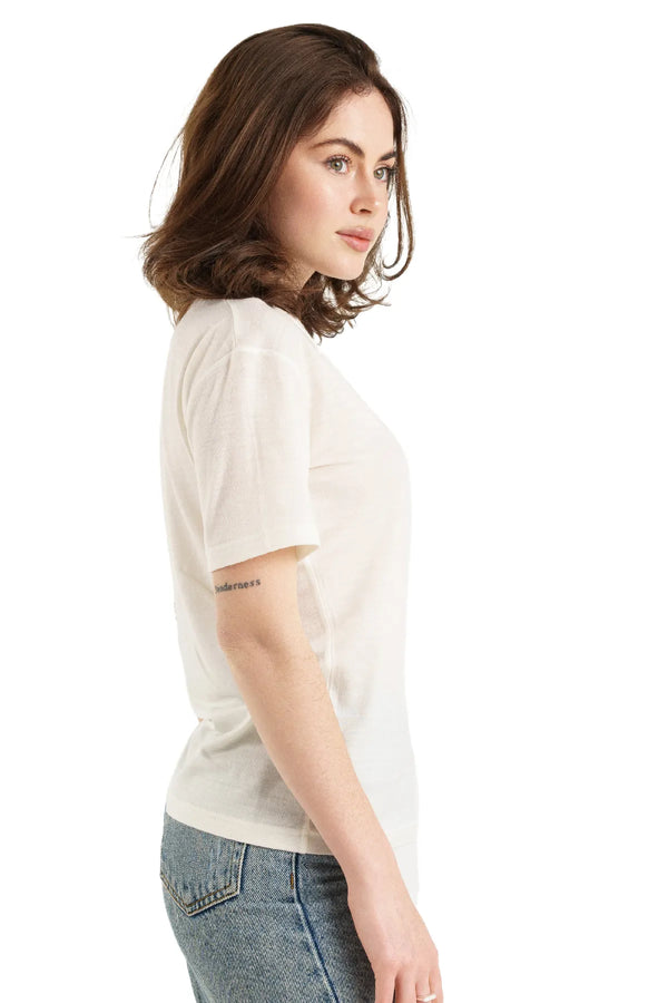 Damen Merino T-Shirt 165 Weiß | V-Ausschnitt (+Socken)