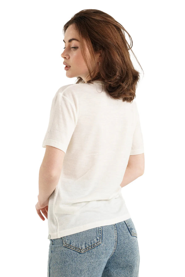 Damen Merino T-Shirt 165 Weiß | V-Ausschnitt (+Socken)