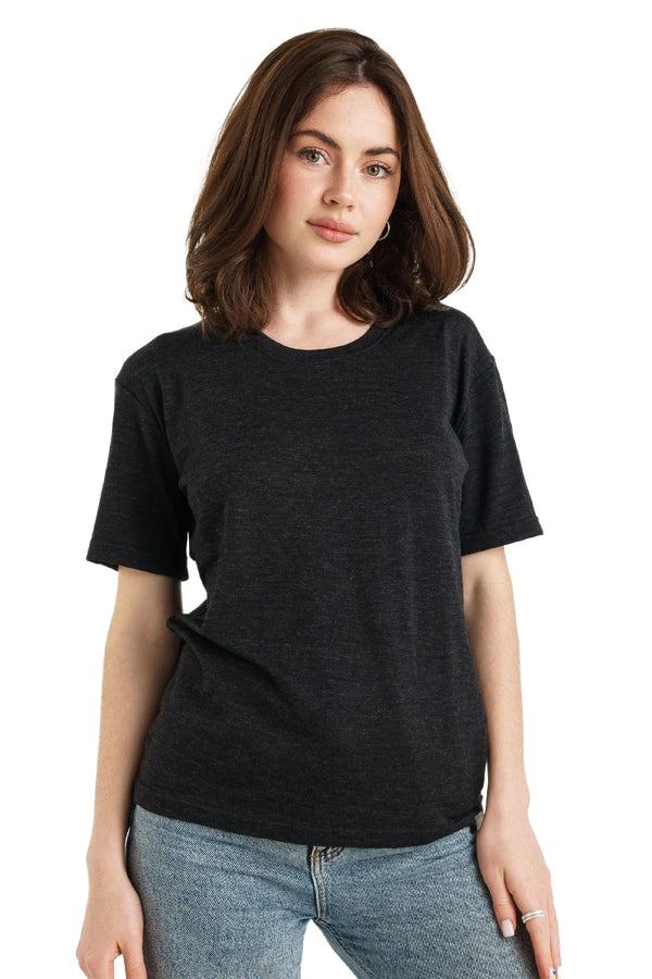 Damen Merino T-Shirt 165 Melange Schwarz | Rundhals
