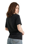 Damen Merino T-Shirt 165 Melange Schwarz | Rundhals