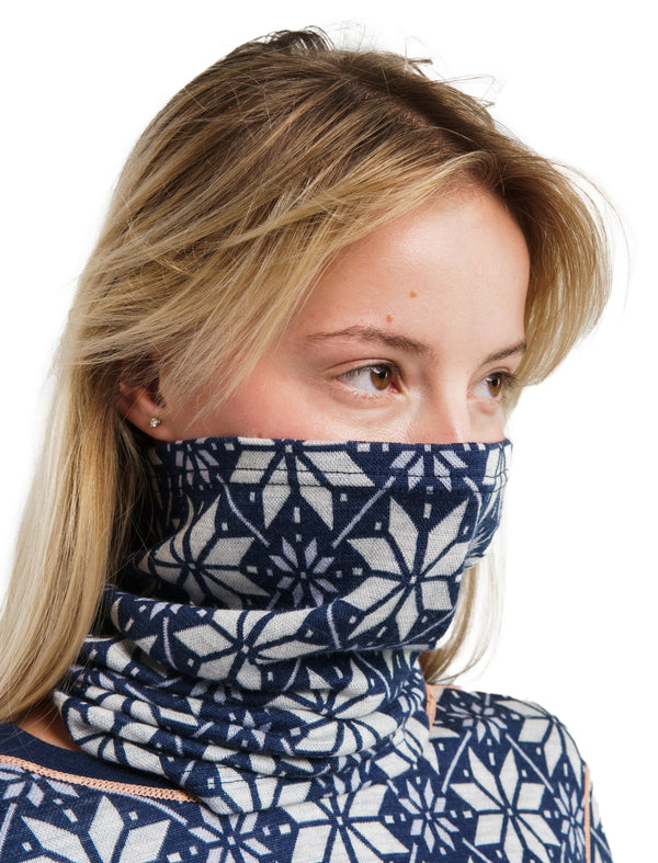 Merino Neck Gaiter 250 Snowflake Navy
