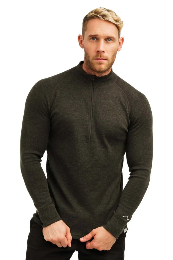 Men's Merino Half Zip Long Sleeve 320 Army Green