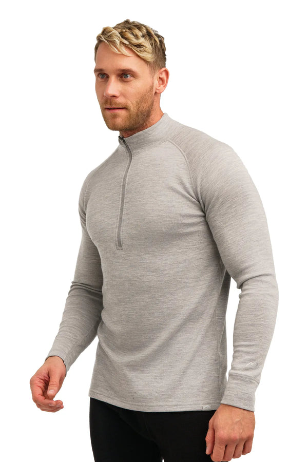 Men's Merino Half Zip Long Sleeve 320 Heather Gray