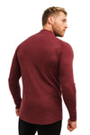 Merino Half Zip Langarmshirt 320 für Herren, Burgunderrot
