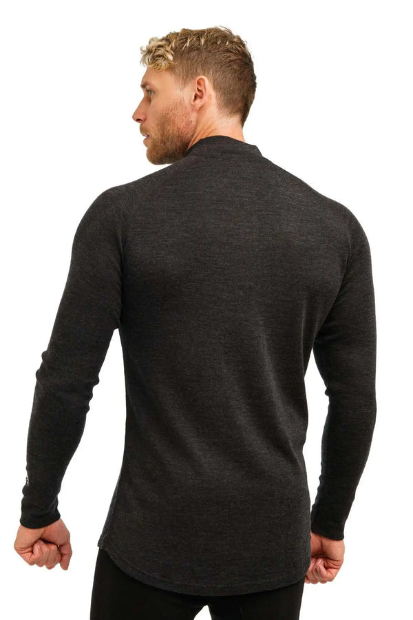 Men's Merino Half Zip Long Sleeve 320 Charcoal Grey