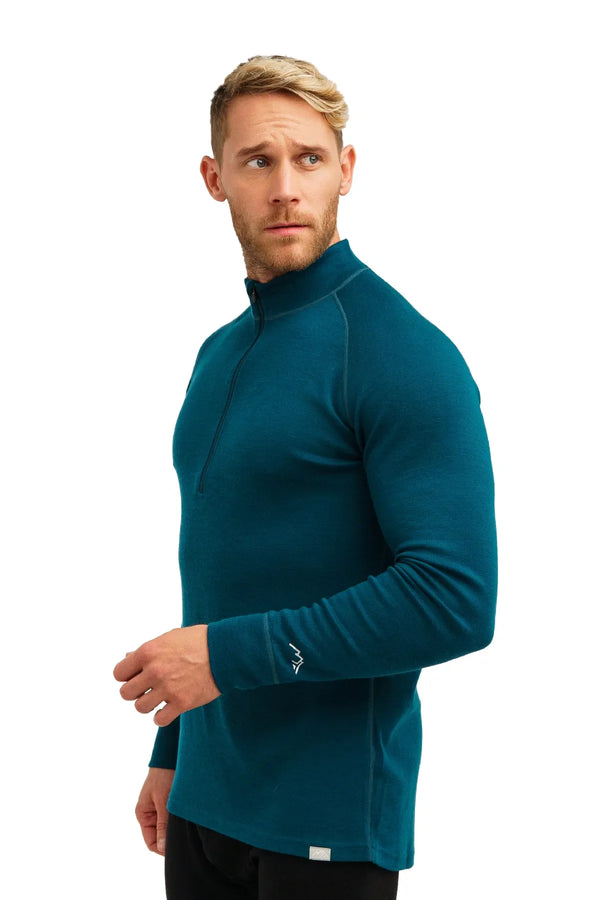 Men's Merino Half Zip Long Sleeve 250 Deep Teal