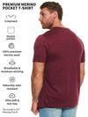 Men's Merino Wool Burgundy Pocket T-Shirt
