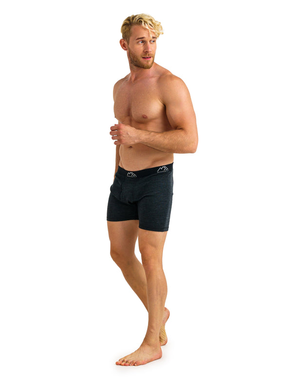 Men's Merino Boxers 170 Brief Charcoal Grey (2 Pack)