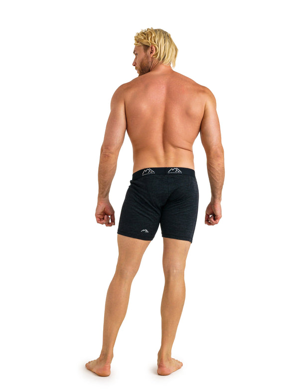 Herren-Boxershorts Merino 170, schwarz meliert (2er-Pack)