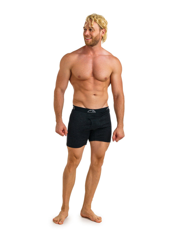Herren-Boxershorts Merino 170, schwarz meliert (2er-Pack)