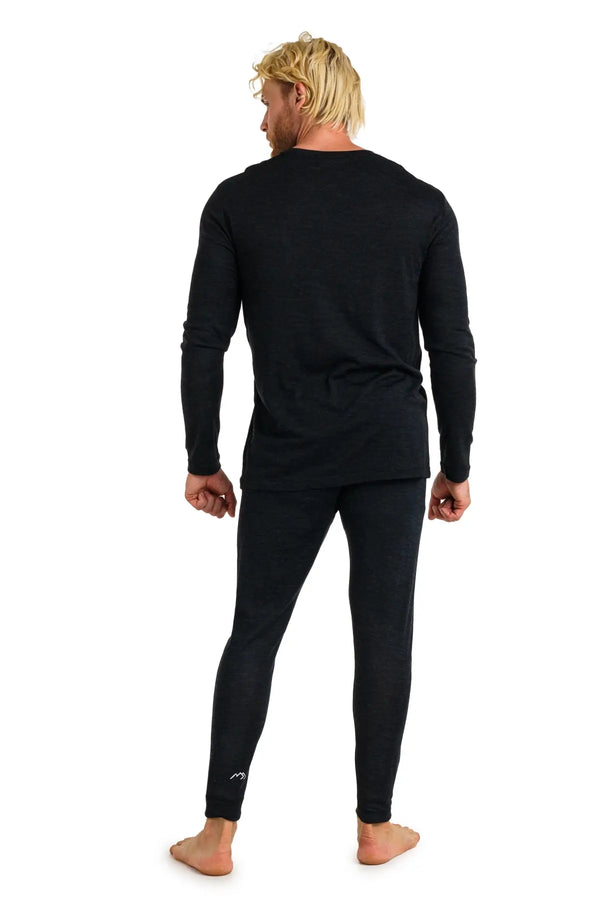 Herren Merino Thermo-Set 165 Heathered Black