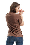 Damen Merino T-Shirt 165 Schokolade | V-Ausschnitt (+Socken)