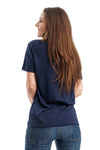 Damen Merino T-Shirt 165 Navy V-Ausschnitt(+Socken)