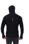 Herren-Kapuzenpullover aus Merinowolle mit halbem Reißverschluss 190 Schwarz