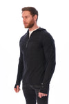 Herren-Kapuzenpullover aus Merinowolle mit halbem Reißverschluss 190 Anthrazit