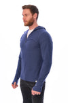 Herren-Kapuzenpullover aus Merinowolle mit halbem Reißverschluss 190 Windsor Blue