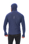 Herren-Kapuzenpullover aus Merinowolle mit halbem Reißverschluss 190 Windsor Blue