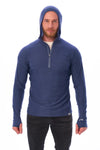 Herren-Kapuzenpullover aus Merinowolle mit halbem Reißverschluss 190 Windsor Blue