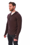 Herren-Kapuzenpullover aus Merinowolle mit halbem Reißverschluss, 190 Schokolade