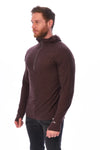 Herren-Kapuzenpullover aus Merinowolle mit halbem Reißverschluss, 190 Schokolade