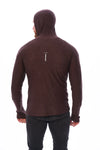 Herren-Kapuzenpullover aus Merinowolle mit halbem Reißverschluss, 190 Schokolade