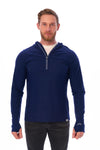 Herren-Kapuzenpullover aus Merinowolle mit halbem Reißverschluss 190 Navy