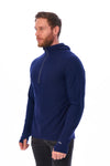 Herren-Kapuzenpullover aus Merinowolle mit halbem Reißverschluss 190 Navy