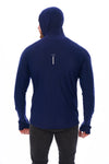 Herren-Kapuzenpullover aus Merinowolle mit halbem Reißverschluss 190 Navy