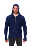 Herren-Kapuzenpullover aus Merinowolle mit halbem Reißverschluss 190 Navy