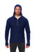 Herren-Kapuzenpullover aus Merinowolle mit halbem Reißverschluss 190 Navy