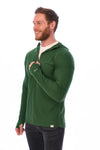 Herren-Kapuzenpullover aus Merinowolle mit halbem Reißverschluss 190 Oliv