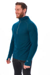Kapuzenpullover mit halbem Reißverschluss aus Merinowolle für Herren, 190 Deep Teal