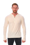 Herren-Kapuzenpullover aus Merinowolle mit halbem Reißverschluss 190 Off White