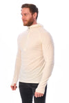 Herren-Kapuzenpullover aus Merinowolle mit halbem Reißverschluss 190 Off White