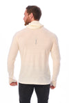 Herren-Kapuzenpullover aus Merinowolle mit halbem Reißverschluss 190 Off White