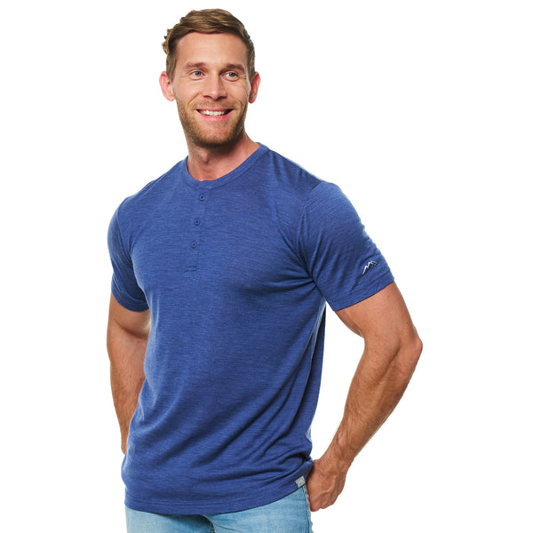 Henley-T-Shirt aus Merinowolle für Herren 170 Windsor Blue