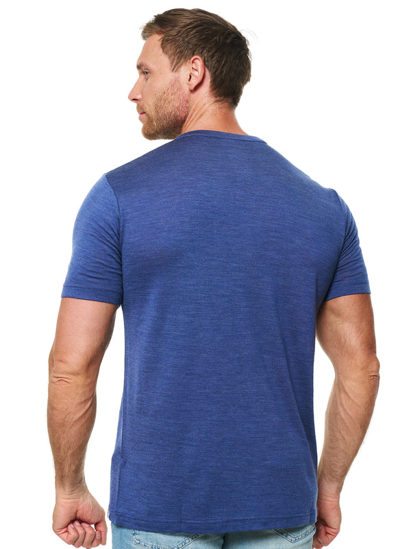 Henley-T-Shirt aus Merinowolle für Herren 170 Windsor Blue