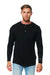 Men's Merino Wool Long Sleeve Henley Shirt 170 Black