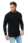 Men's Merino Wool Long Sleeve Henley Shirt 170 Black