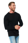 Men's Merino Wool Long Sleeve Henley Shirt 170 Black