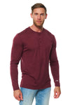 Men's Merino Wool Long Sleeve Henley Shirt 170 Burgundy