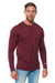 Men's Merino Wool Long Sleeve Henley Shirt 170 Burgundy