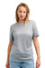Damen Merino T-Shirt 165 Silber Gestreift | V-Ausschnitt