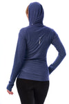 Damen-Kapuzenpullover aus Merinowolle mit halbem Reißverschluss 190 Windsor Blue