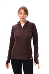 Damen-Kapuzenpullover aus Merinowolle mit halbem Reißverschluss 190 Schokolade