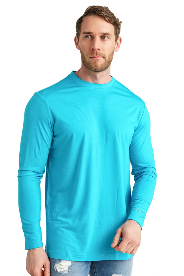 Herren Merino Langarmshirt 170 Aqua Blau