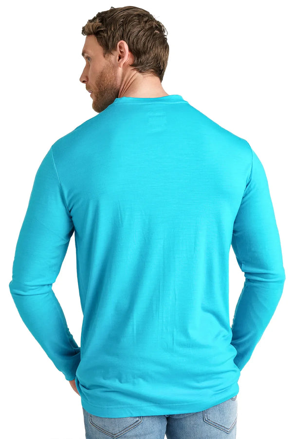 Herren Merino Langarmshirt 170 Aqua Blau
